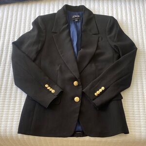 J. Crew Willa Blazer: Classic Black with Gold Crest Buttons
